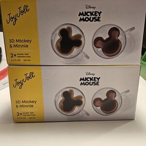 Jolt 3D Mickey & Minnie Double Wall Espresso Cups - Clear